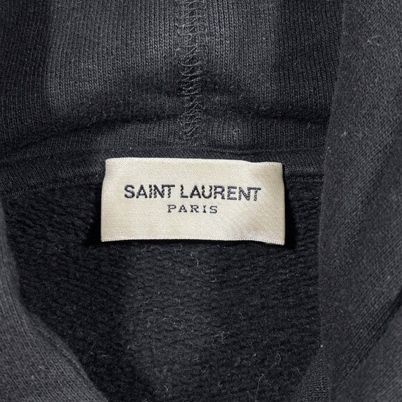 Saint Laurent 50s Signature Logo Hoodie Black Size M 2020 - Picture 5 of 8
